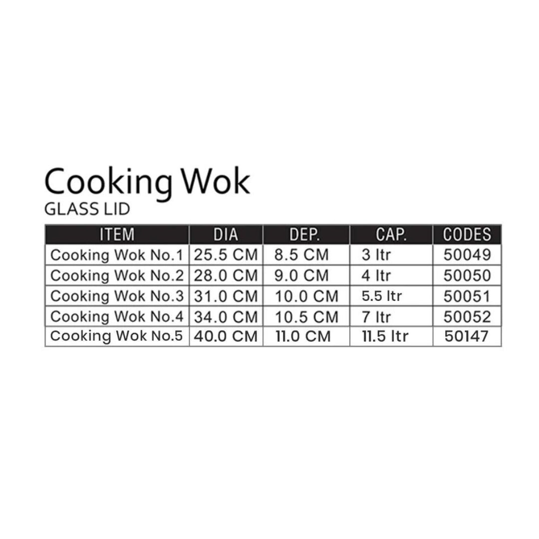 Cooking Wok- Glass Lid