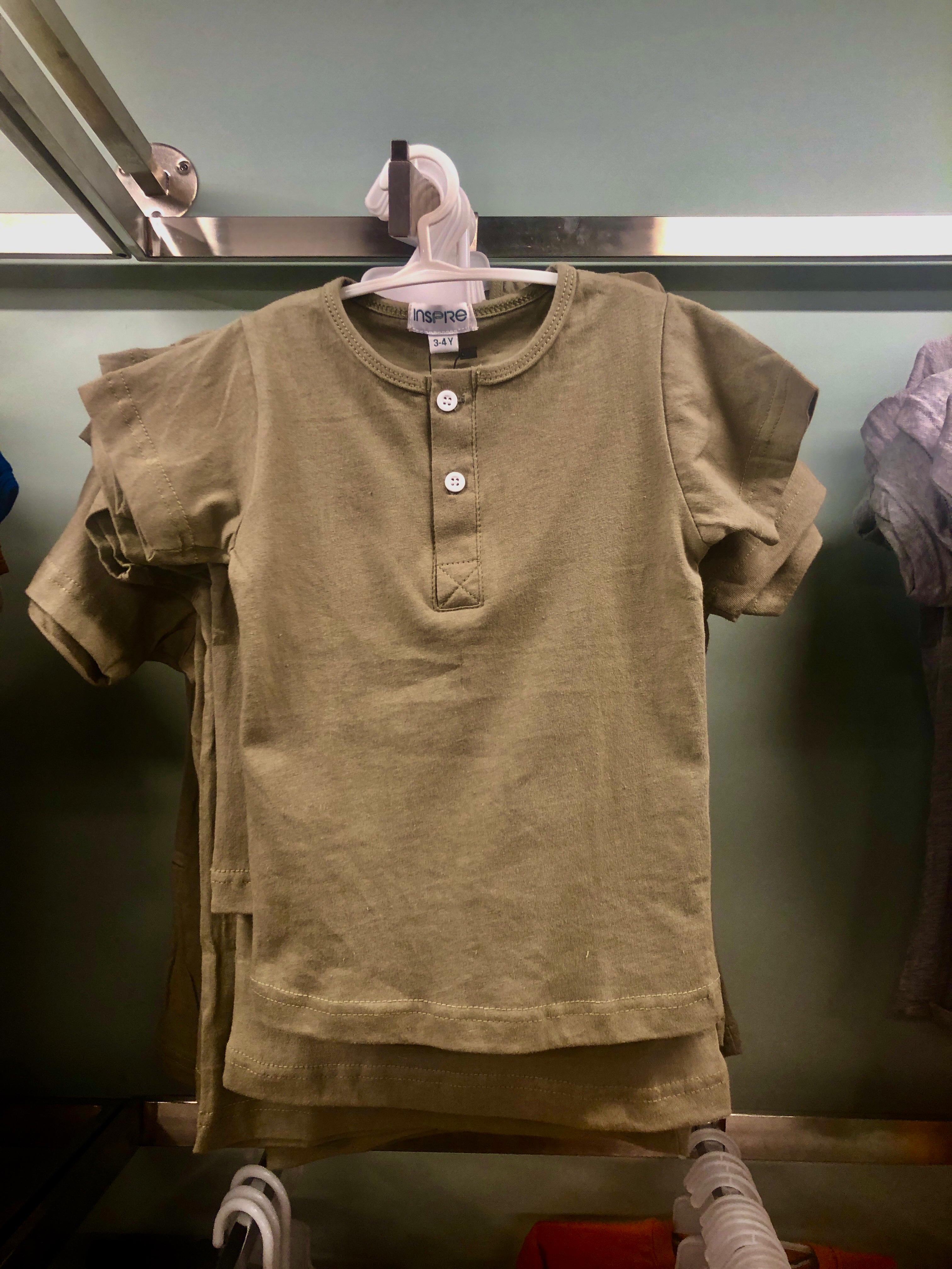 Kids Henley Light Olive T-Shirt