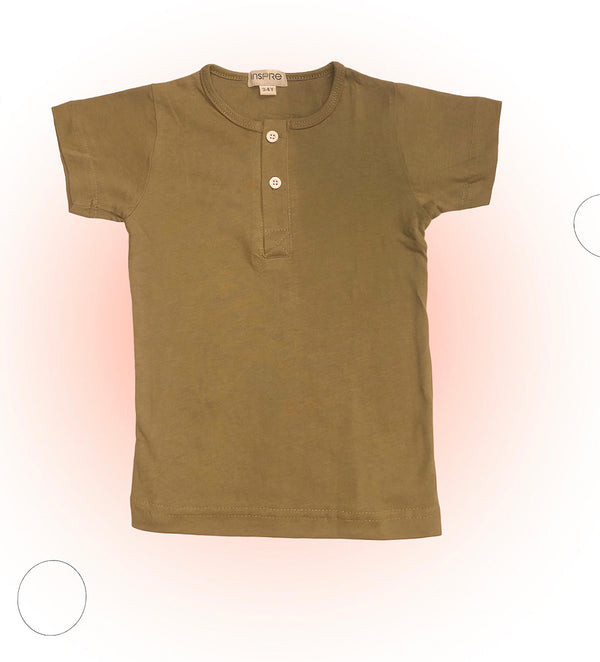 Kids Henley Light Olive T-Shirt