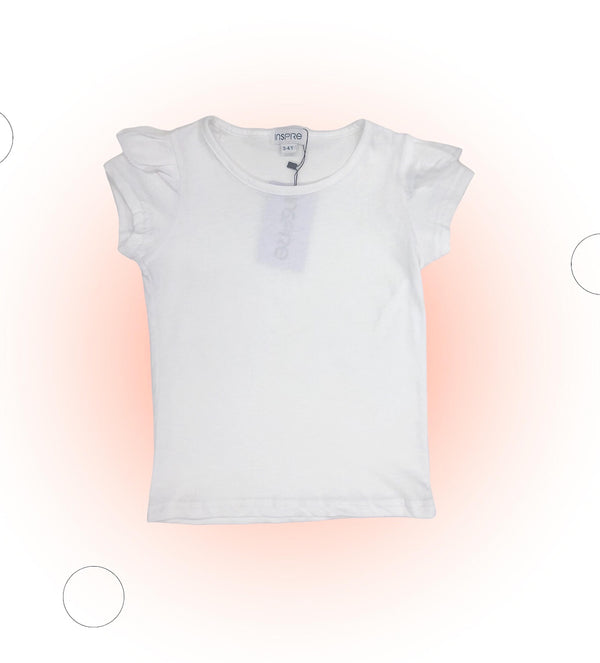 Girls Short Sleeves White T-Shirt