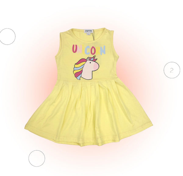 Unicorn Frock-Yellow