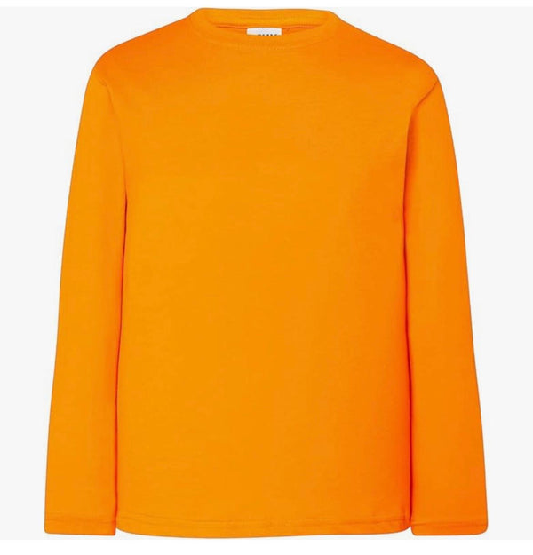 Vibrant Orange Round Neck Long-Sleeve Shirt – Bold & Comfortable